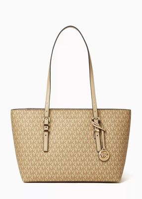michael kors quinn medium signature logo and leather tote bag