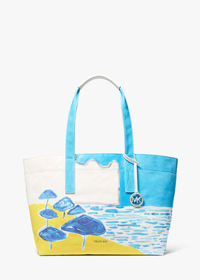 michael kors x christina zimpel large cotton canvas tote bag