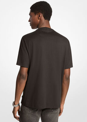 michael kors تي شيرت قطني مخطط بشعار الماركة