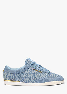 michael kors nolan signature logo print denim sneaker
