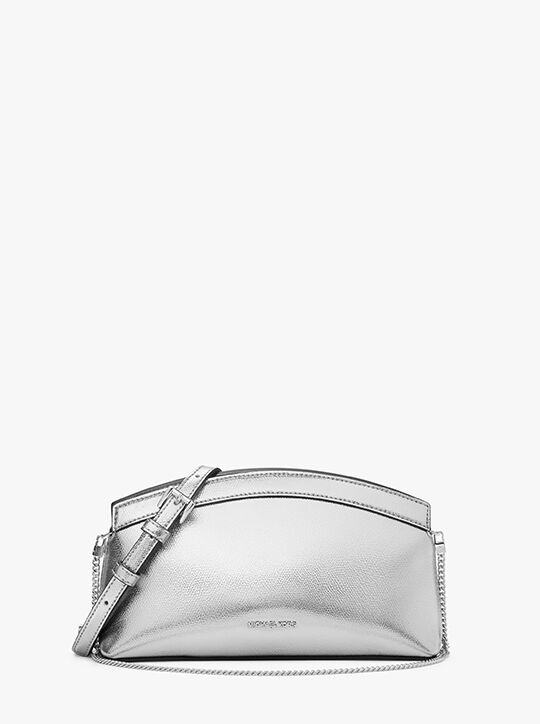 michael kors athena small metallic leather convertible clutch