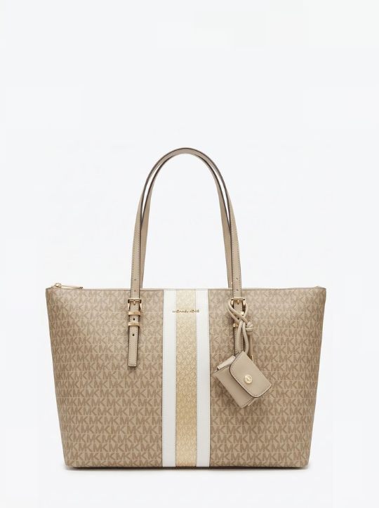 Logo-print striped tote bag michael kors logo print striped tote bag