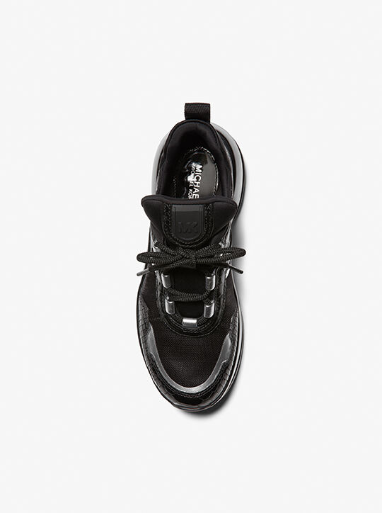 Olympia Extreme Leather and Mesh Trainer michael kors olympia extreme leather and mesh trainer