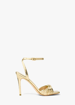 michael kors صندل كيانا من الجلد المنقوش بنقشة جلد الثعبان المعدني