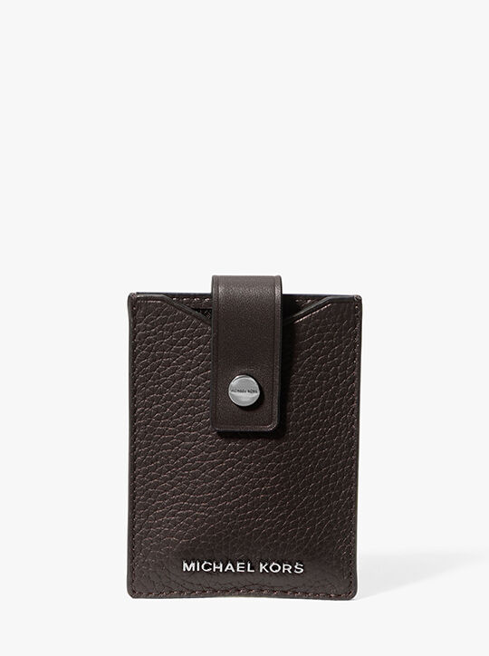 michael kors hudson pebbled leather snap card case