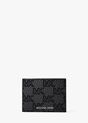 michael kors hudson logo embossed leather billfold wallet and passcase