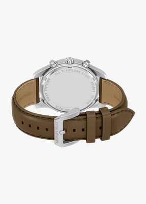 michael kors ساعة مايكل كورس ليكسينغتون كرونوغراف بسوار جلدي بني