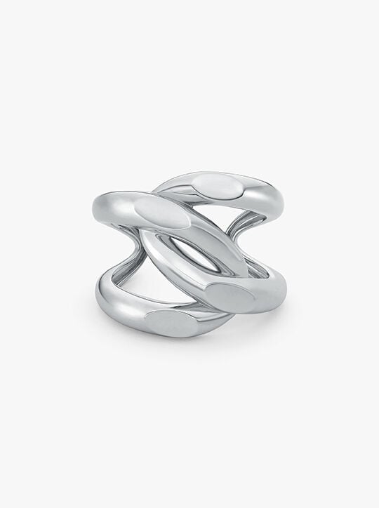 Oversized Precious Metal-Plated Brass Curb-Link Cuff michael kors oversized precious metal plated brass curb link cuff