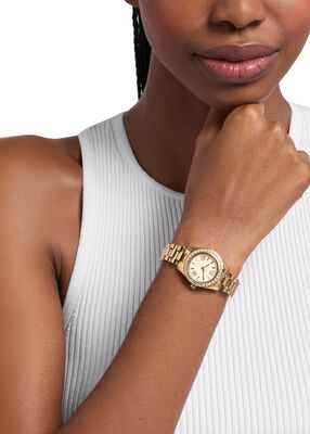 michael kors lexington brushed gold tone watch gift set