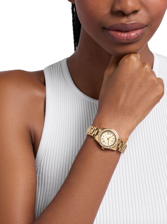 michael kors lexington brushed gold tone watch gift set