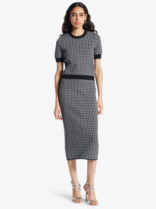 michael kors logo jacquard midi skirt