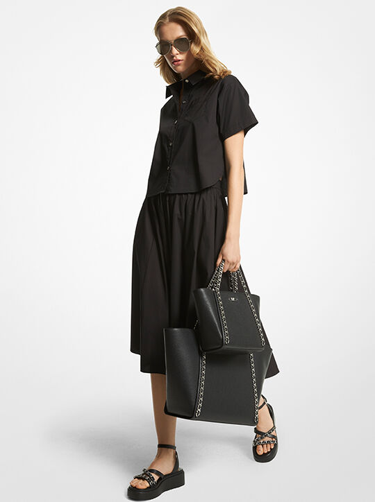 تنورة متوسطة الطول من بوبلين قطن عضوي قابلة للتمدد michael kors تنورة متوسطة الطول من بوبلين قطن عضوي قابلة للتمدد