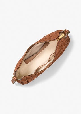 michael kors nolita medium hand woven suede shoulder bag