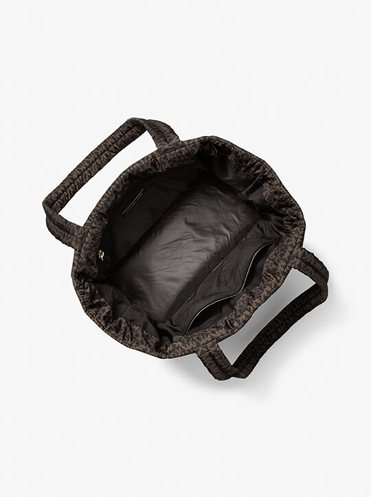 michael kors lilah large logo quilted recycled polyester tote bag