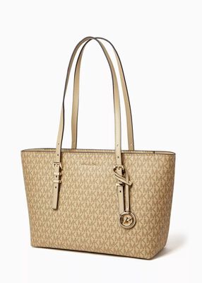 michael kors quinn medium signature logo and leather tote bag