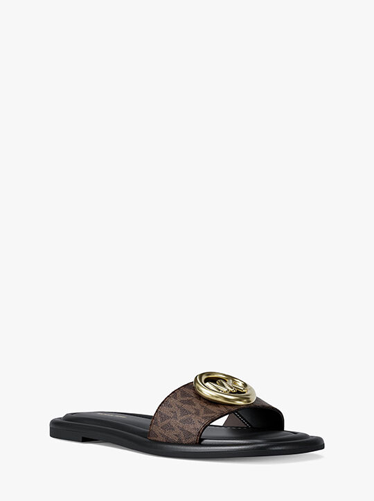 michael kors milan signature logo slide sandal
