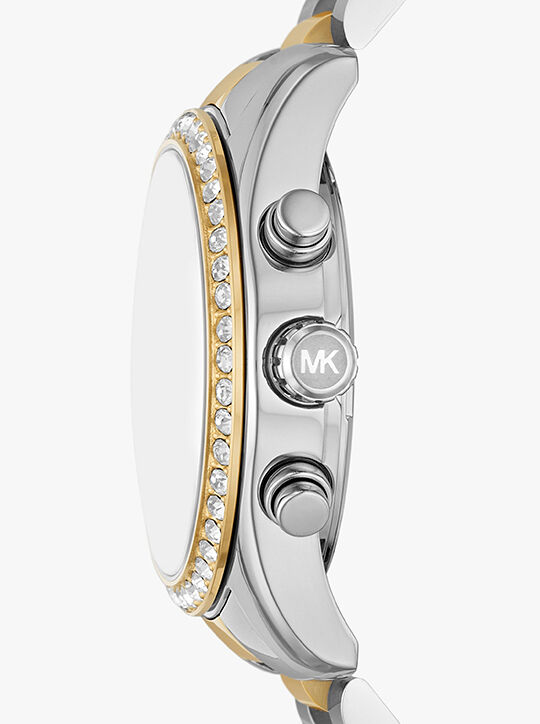 michael kors oversized lexington pav  two tone watch