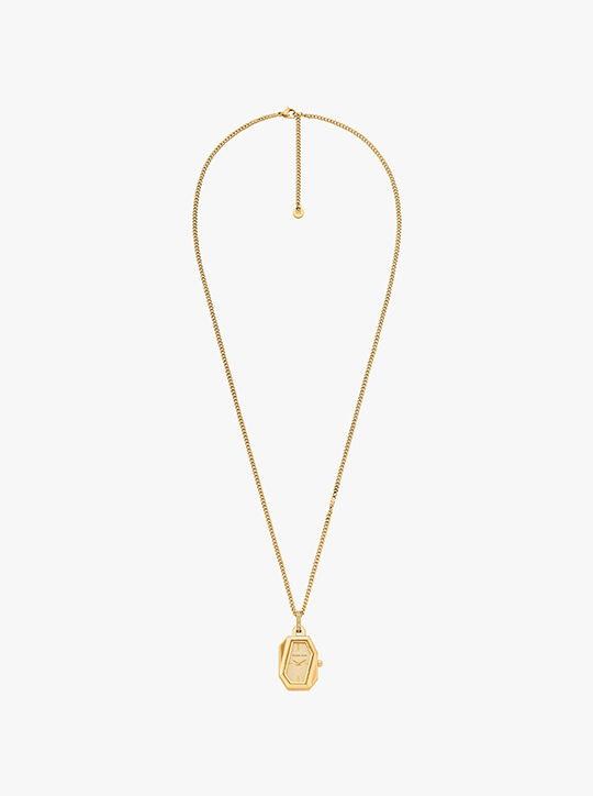 michael kors قلادة ساعة سوري مطلية بالذهب