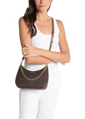 michael kors jet set travel large signature logo convertible crossbody bag