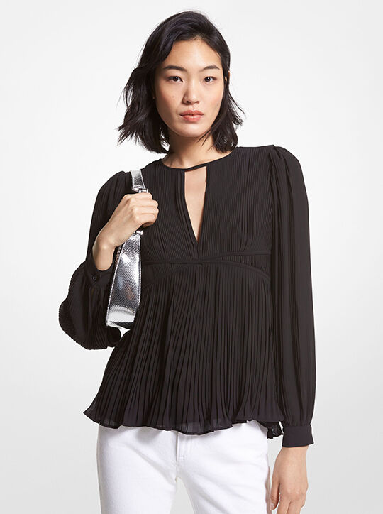 Pleated Georgette Blouse michael kors pleated georgette blouse
