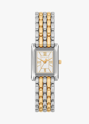 michael kors ساعة مايكل كورس إسيكس بثلاث عقارب من الفولاذ المقاوم للصدأ بلونين