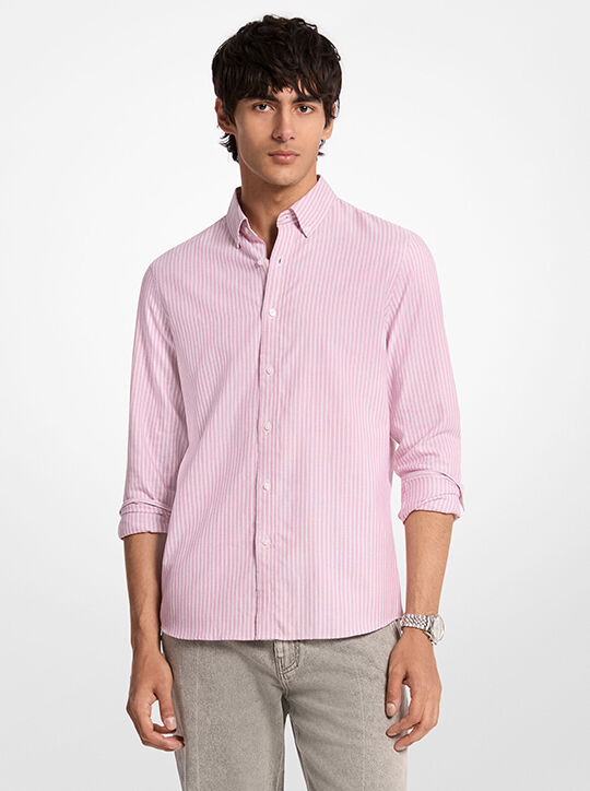 michael kors classic fit striped cotton shirt