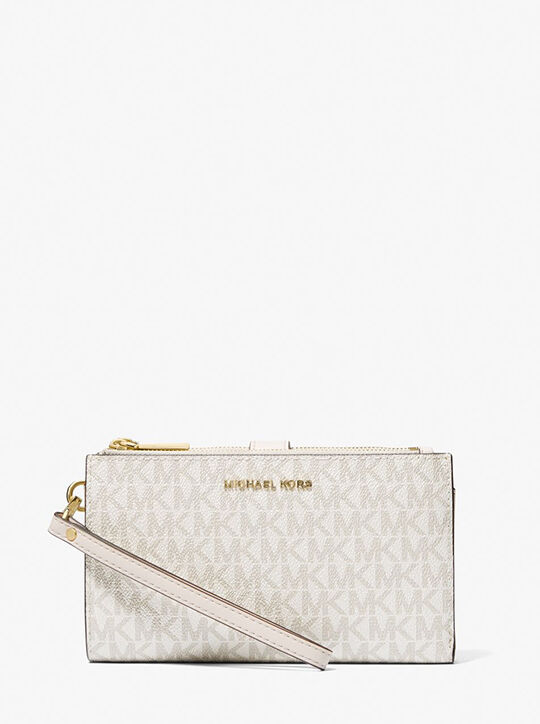 Jet Set Large Metallic Signature Logo Smartphone Wristlet michael kors jet set large metallic signature logo smartphone wristlet