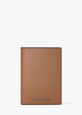 michael kors hudson pebbled leather folio card case