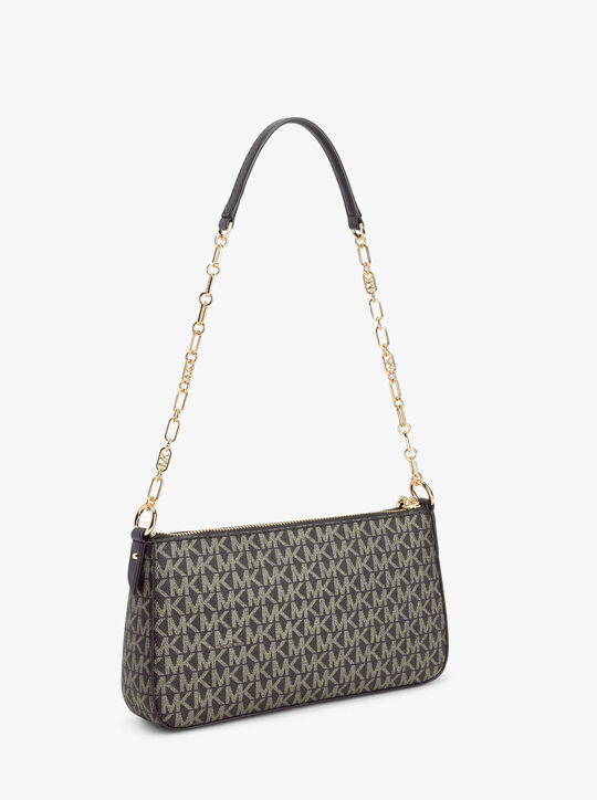 Empire Medium Metallic Signature Logo Chain-Link Pochette michael kors empire medium metallic signature logo chain link pochette