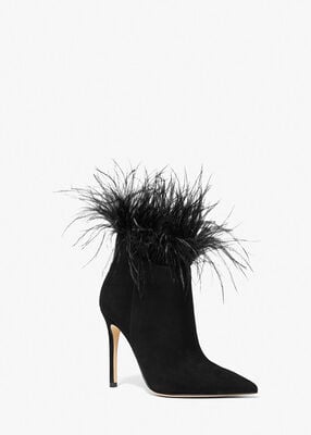 Whitby Feather Trim Suede Ankle Boot