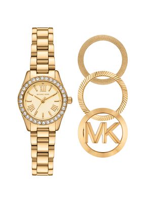 michael kors lexington brushed gold tone watch gift set