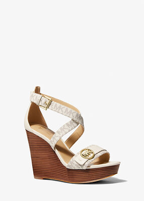 Carmen Logo and Faux Leather Wedge Sandal