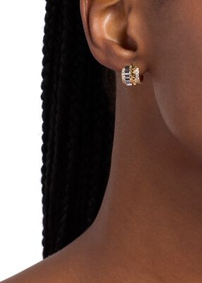 michael kors pav  two tone fluted huggie earrings