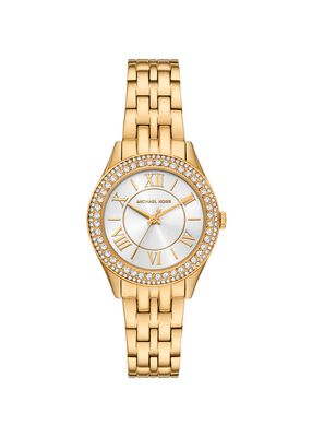 michael kors mini harlowe pav  gold tone watch