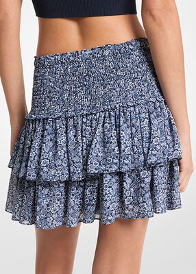 michael kors تنورة قصيرة من قماش الجورجيت مزينة بطبعة زهور