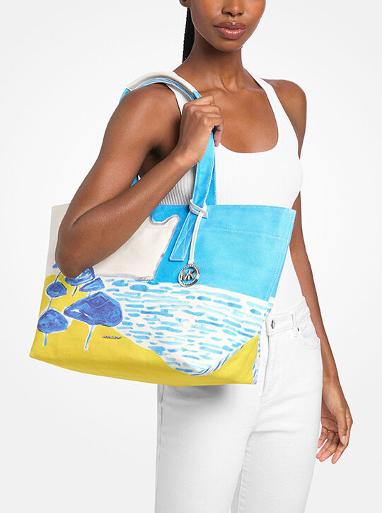 حقيبة تسوق كبيرة من قماش الكانفاس القطني من تصميم مايكل كورس بالتعاون مع كريستينا زيمبل michael kors حقيبة تسوق كبيرة من قماش الكانفاس القطني من تصميم مايكل كورس بالتعاون مع كريستينا زيمبل