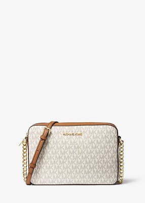 michael kors jet set large printed logo crossbody bag