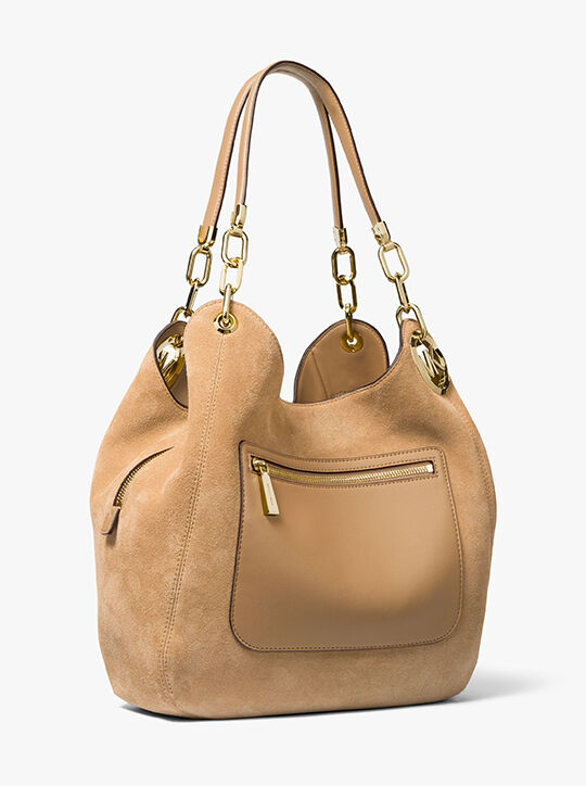 michael kors lillie large suede shoulder bag