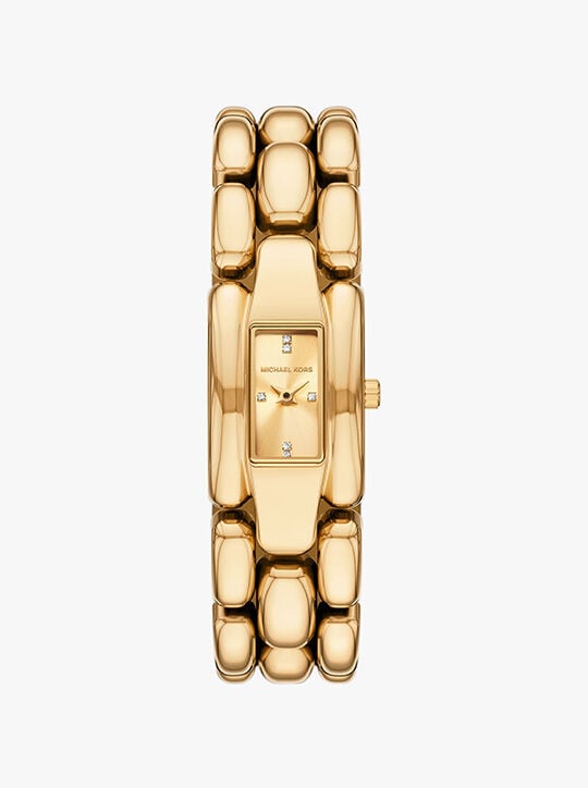 Mini Hally Pavé Gold-Tone Watch michael kors mini hally pav gold tone watch