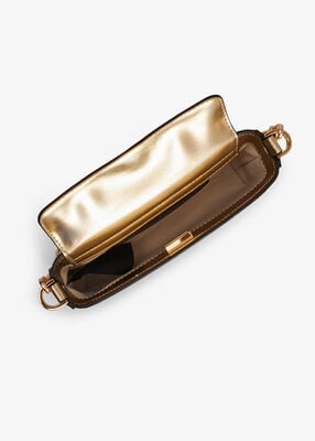 michael kors bryant small metallic signature logo convertible pochette