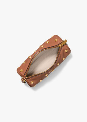 michael kors izzy small studded pebbled leather barrel pochette