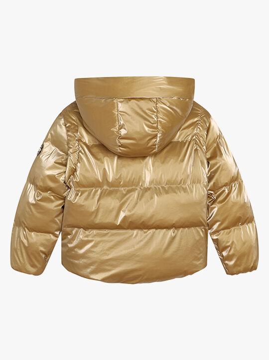 michael kors metallic quilted convertible puffer jacket