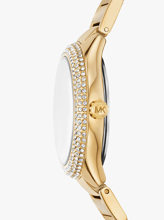 michael kors sylvia three hand gold tone watch