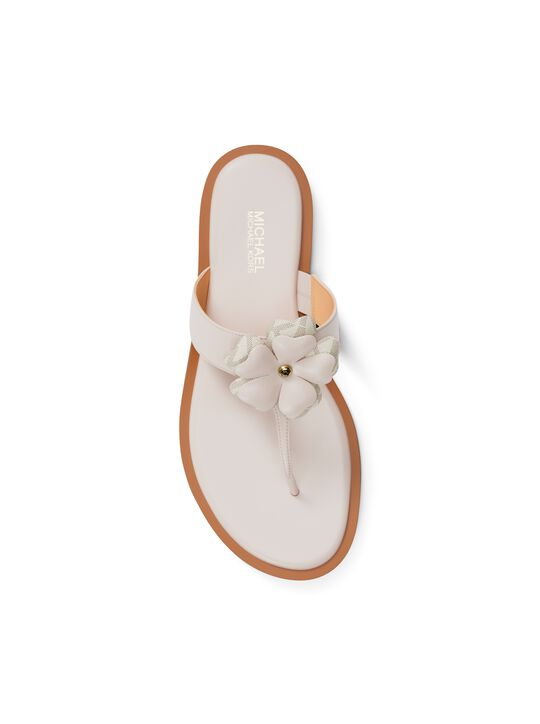 michael kors callie embellished signature logo trim thong sandal