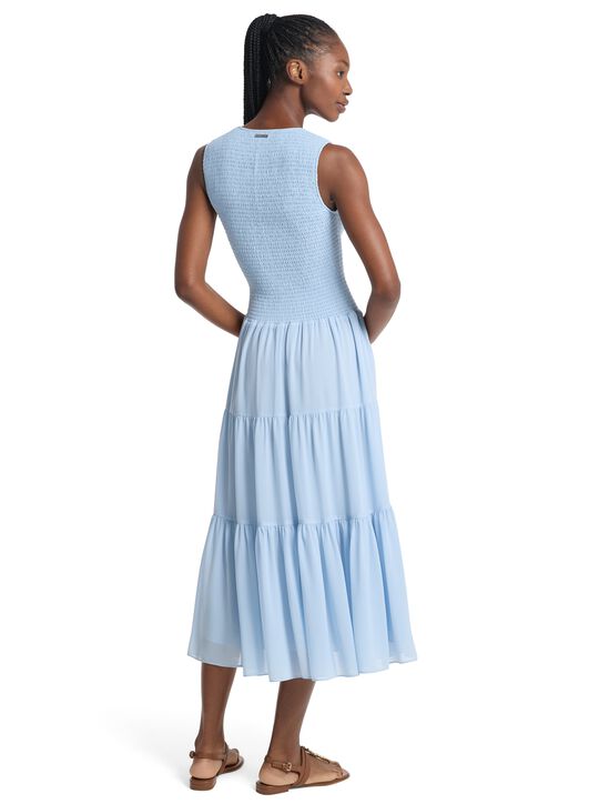 michael kors smocked georgette midi dress