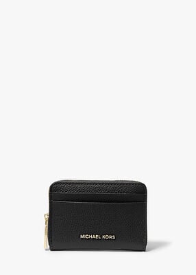 michael kors jet set small pebbled leather zip around card case
