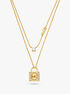 Precious Metal-Plated Sterling Gold Pavé Lock Layered Necklace michael kors precious metal plated sterling gold pav lock layered necklace