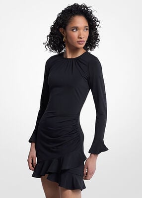 michael kors ruffled stretch matte jersey dress