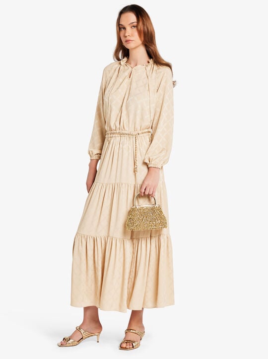 تنورة ماكسي متعددة الطبقات بنقشة جاكار ماسية إمباير michael kors تنورة ماكسي متعددة الطبقات بنقشة جاكار ماسية إمباير