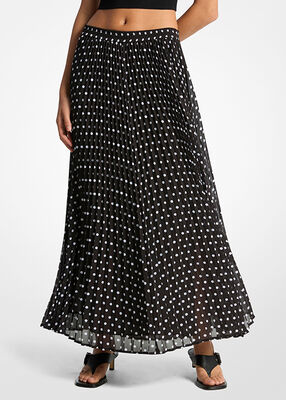 michael kors polka dot pleated georgette skirt